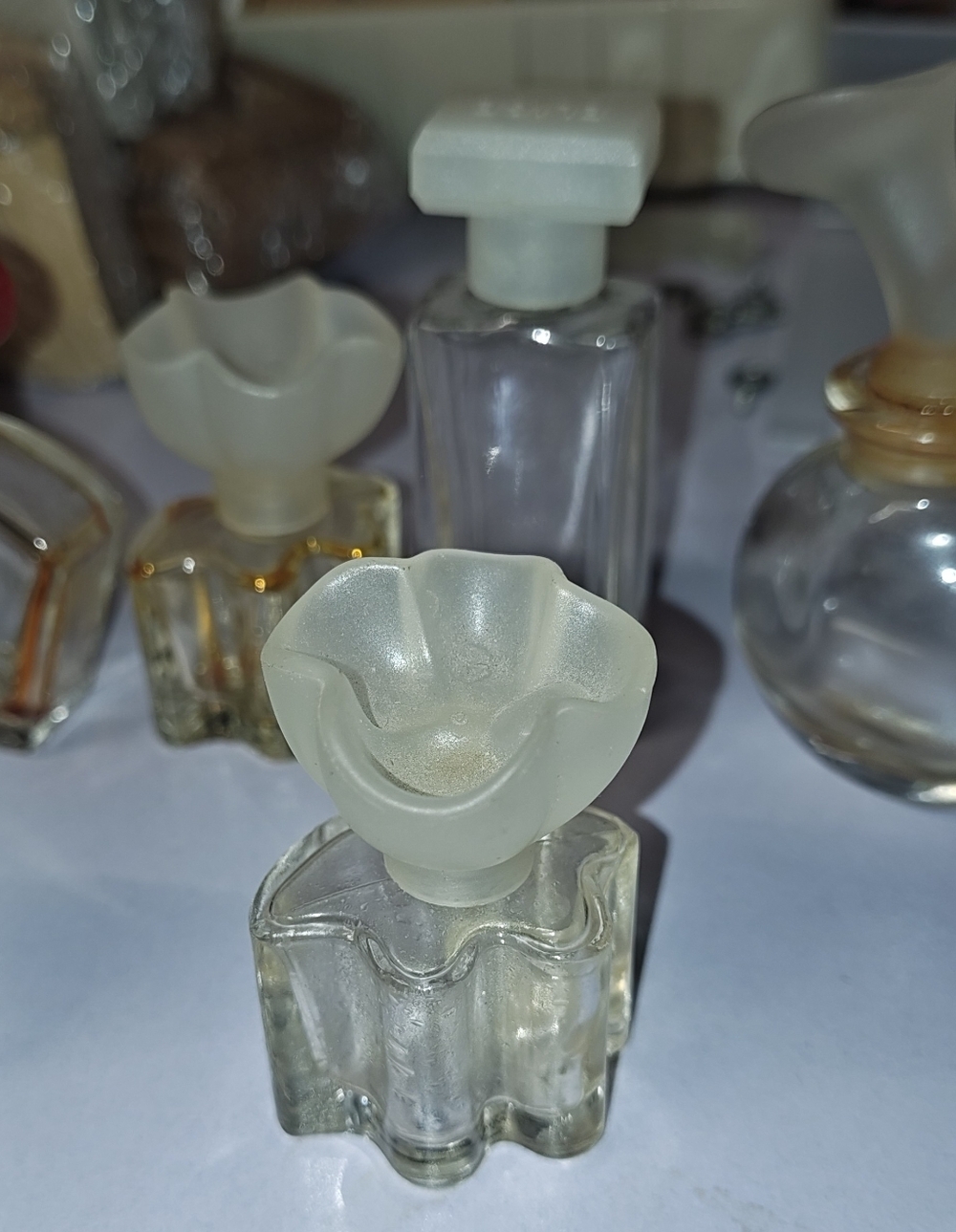 8 Vintage Glass Miniature Perfume Bottles Empty - Decorative Collectible-France